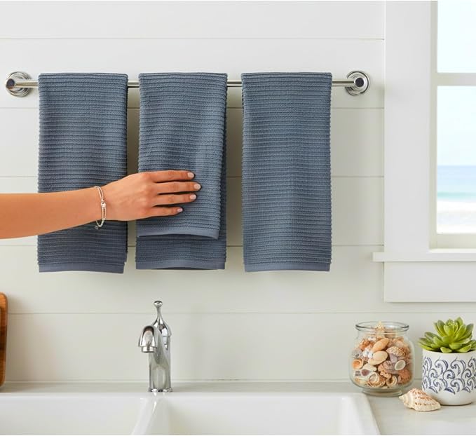 Slate Blue Gray Kitchen Hand Dish Towels, 100% Cotton - Image 7