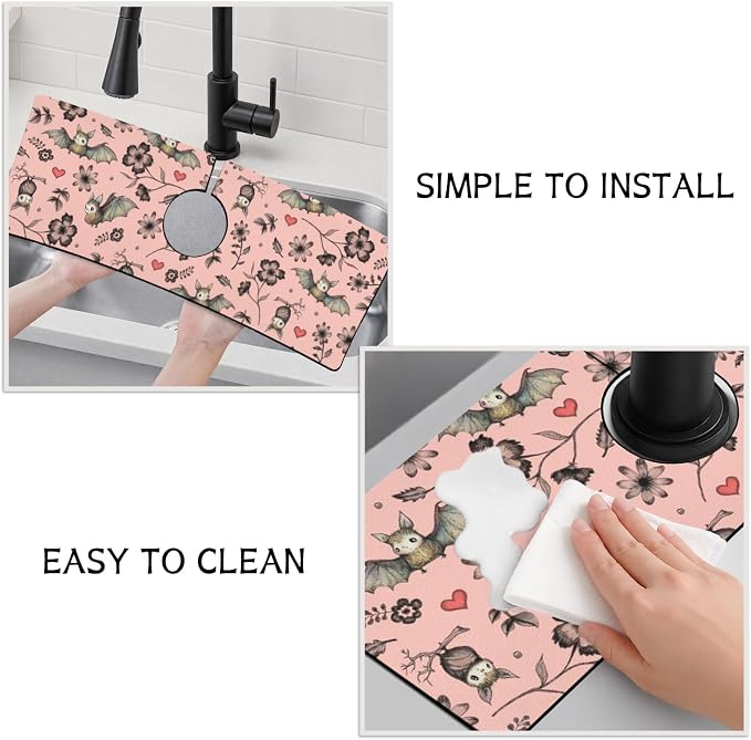 Halloween Kitchen Sink Splash Guard Faucet Mat, Farmhouse Sink Splash Guard - Image 4