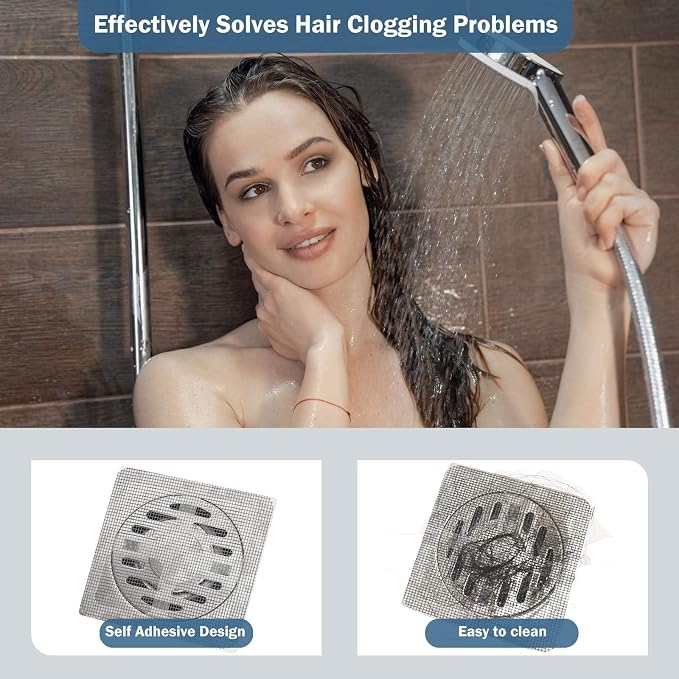 25 Pack Square Disposable Shower Drain Hair Catcher Stickers | Waterproof - Image 3