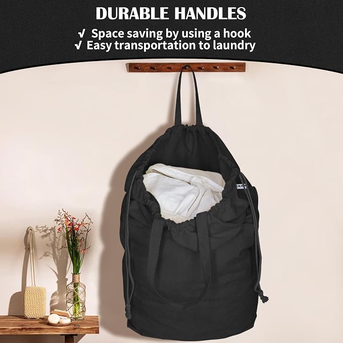 Canvas Laundry Bags with Handles & Square Base 16"Wx16"D x27.6"H - Image 4