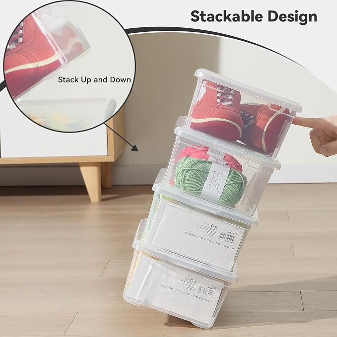 novelinks 8 Pack 6 Quart Clear Plastic Shoe Storage Bins - Image 6