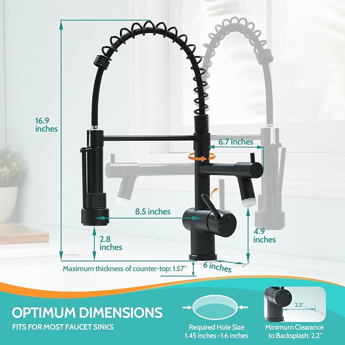 Matte Black LED Kitchen Faucet - Image 6