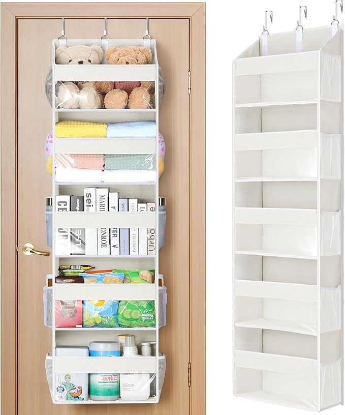Yecaye 5 Tier Clear Over the Door Organizer Hanging, 5 Large Plastic Pockets by Yecaye