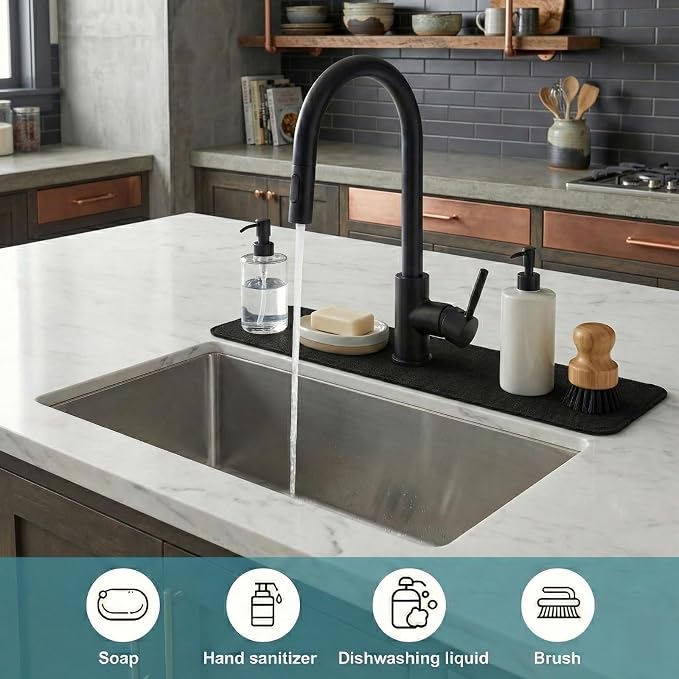 Customizable Kitchen Sink Faucet Mat: 24" Lx5.5 W Absorbent Splash Guard | - Image 7
