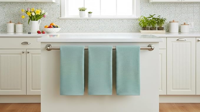Seafoam Sage Aqua Green Kitchen Dish Towels, 100% Cotton - Image 3
