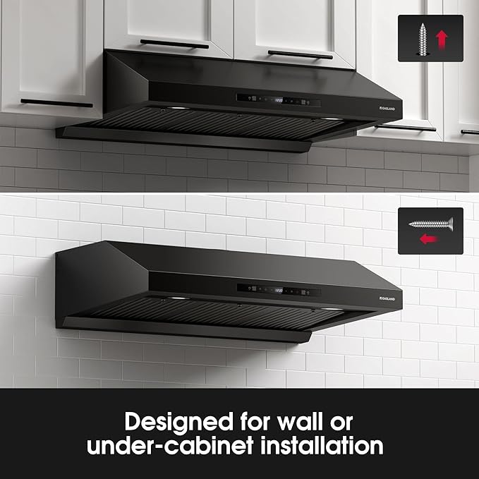 GASLAND Master 36 Inch Under Cabinet Range Hood, Matte Black, 700 CFM for Heavy-Duty Cooking Kitchen Exhaust Fan, 3-speed Powerful Stove Vent Hood 67dB, Three Filters Vent Hood with 5000K LED light