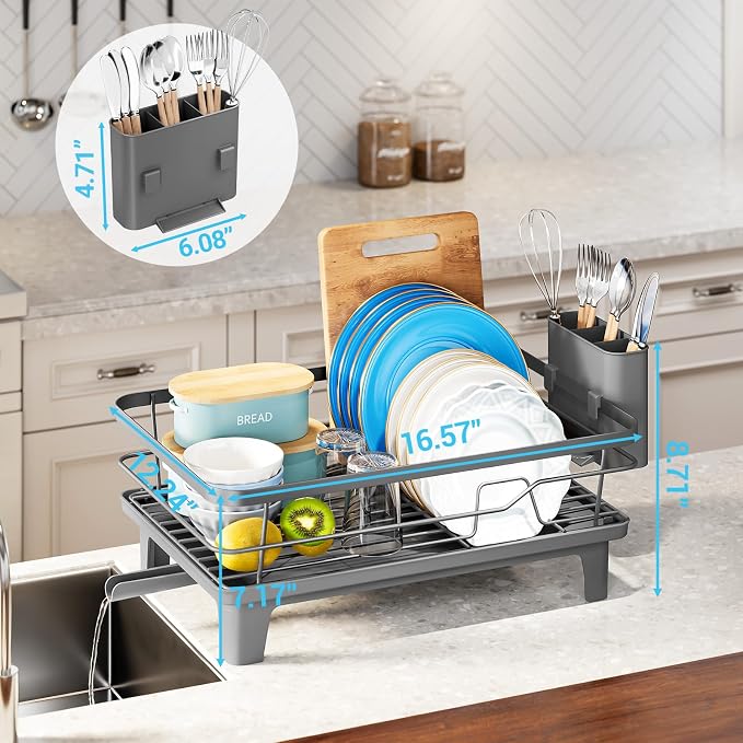Urakify Dish Drying Rack for Kitchen Counter, 16.5" L x 12.2" W, Sink Dish Rack - Image 2