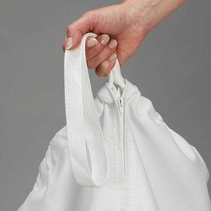 Household Essentials 148 Hanging Cotton Canvas Laundry Hamper Bag | White - Image 7