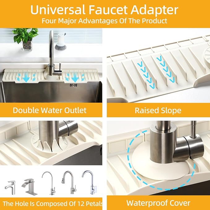 24" Silicone Sink Mat for Kitchen, Sink Splash Guard Behind the Faucet - Image 7