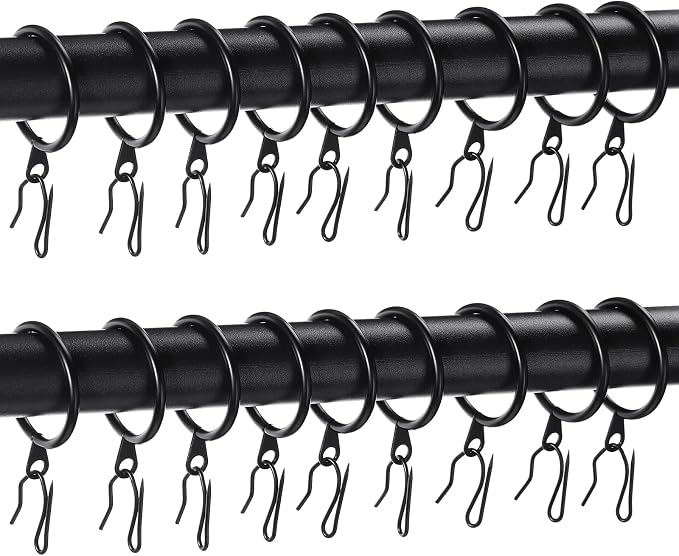 Hotop 60 Pcs 0.98 Inch Curtain Ring and 60 Pcs Pin Hook, 0.98/1.26/1.5/1.65 by HOTOP