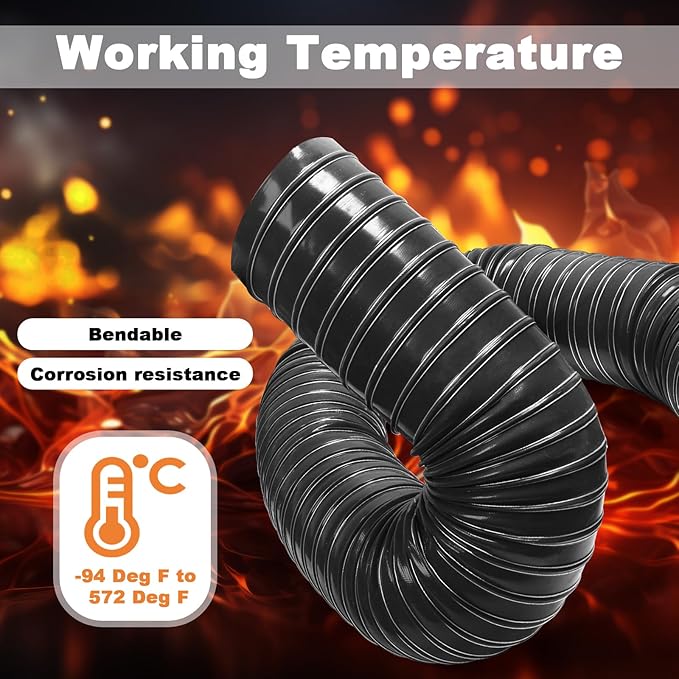 NOWBALL 4in Automotive Air Duct Hose, Length 2 Meter-6.6ft, 4" Silicone Flexible Cooling Ducting, 101mm High Heat Brake Exhaust Hose for Car, Garage, Dryer Air System Black
