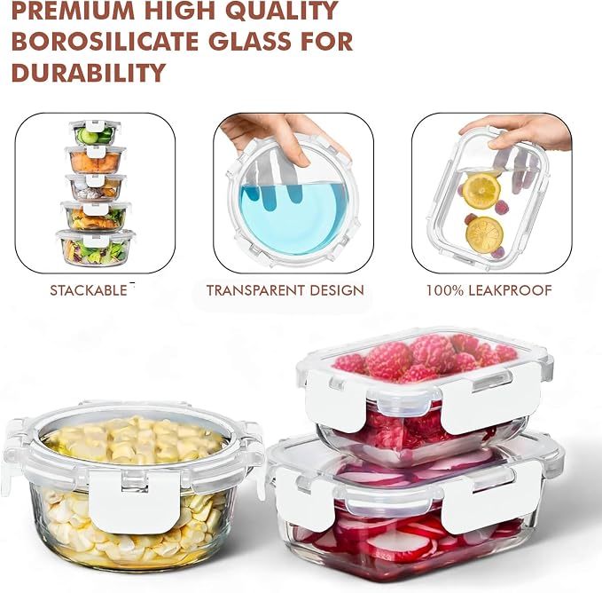 Razab 30 PC Glass Food Storage Containers - Image 7