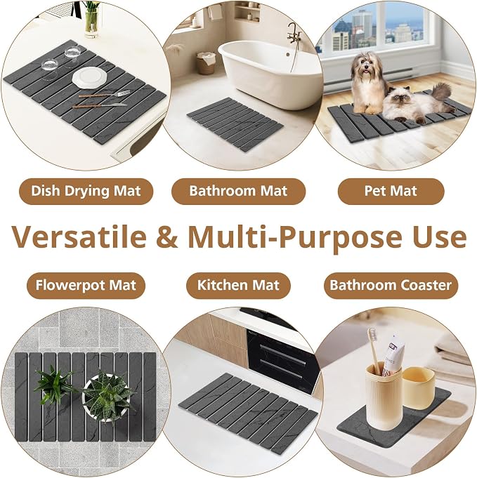 2 PCS Large Stone Dish Drying Mat - Image 7