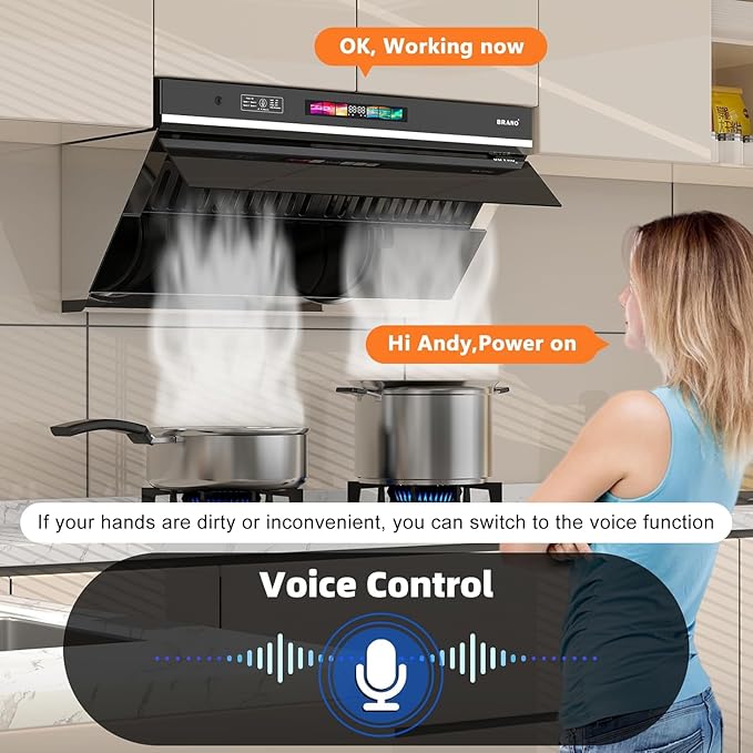 Under Cabinet Range Hood 36 inch,Range Hood 900 CFM with Voice/Gesture Sensing/Touch Control Panel,Unique Side-Draft Design for Under Cabinet Modern Kitchen Hood