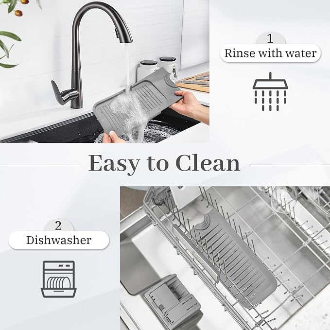 PoYang 23.6 Inch Silicone Sink Splash Guard, Kitchen Sink Mat, Keeps Faucet - Image 9