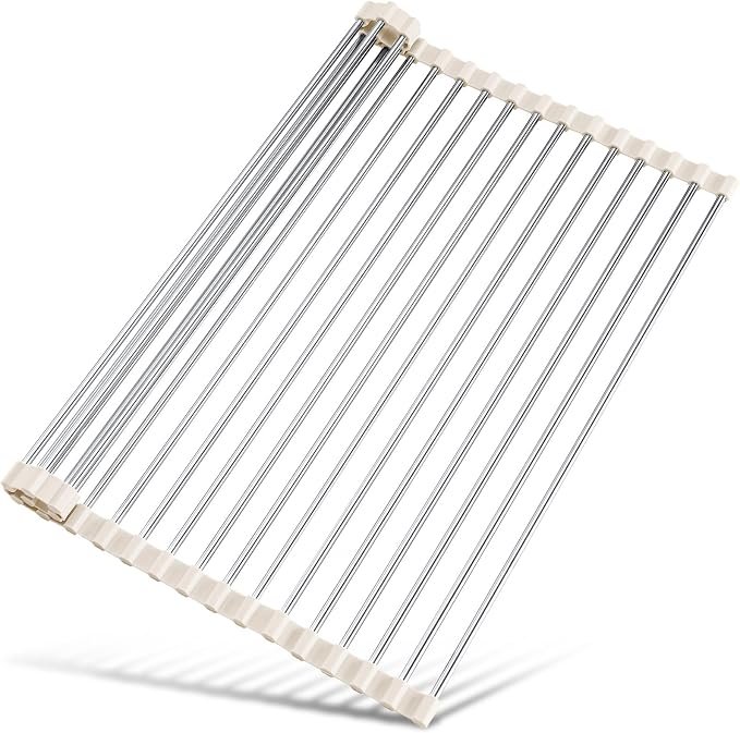 Tomorotec Roll Up Dish Drying Rack Over Sink, 304 Steel, Heat-Resistant Trivet by Tomorotec