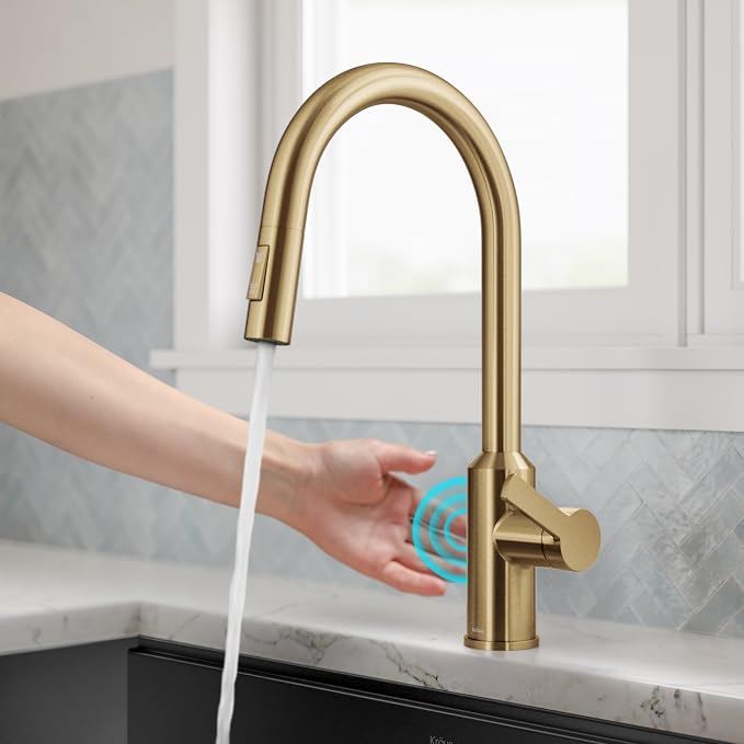 KRAUS Brushed Brass Touchless Pull Down Kitchen Faucet KSF-2830BB | - Image 2