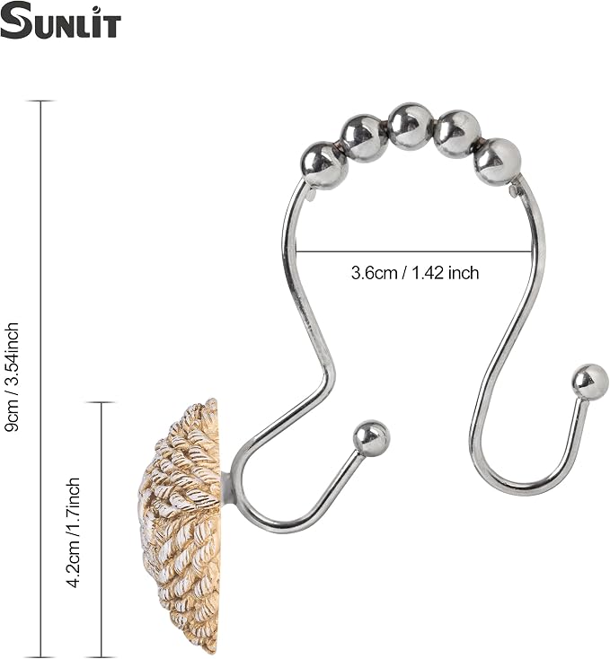 Sunlit Boho Knots Double Shower Curtain Hooks, Home Decorative Shower Curtain - Image 2