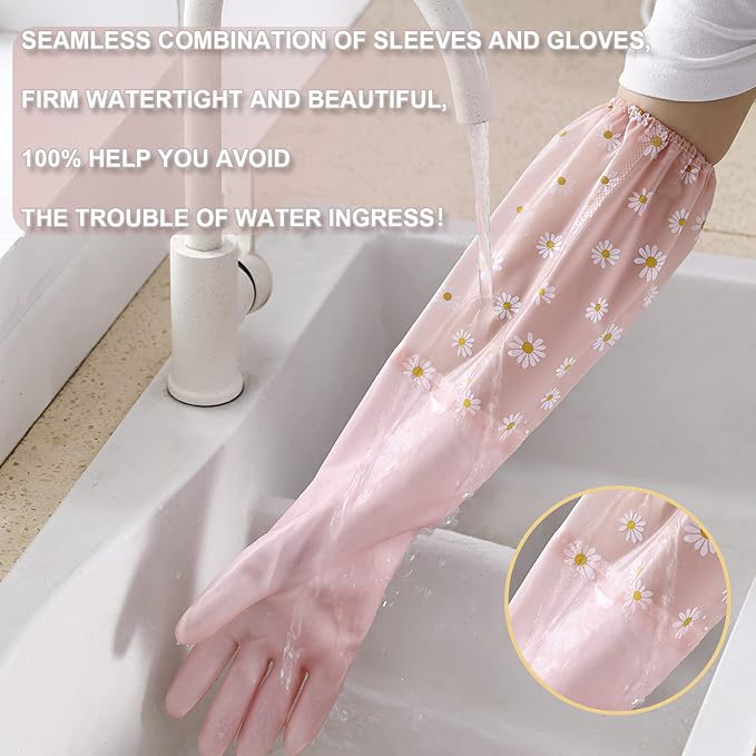 KAQ Dishwashing Cleaning Gloves 3 Pairs-Reusable Rubber Gloves Non-Slip Laundry - Image 5