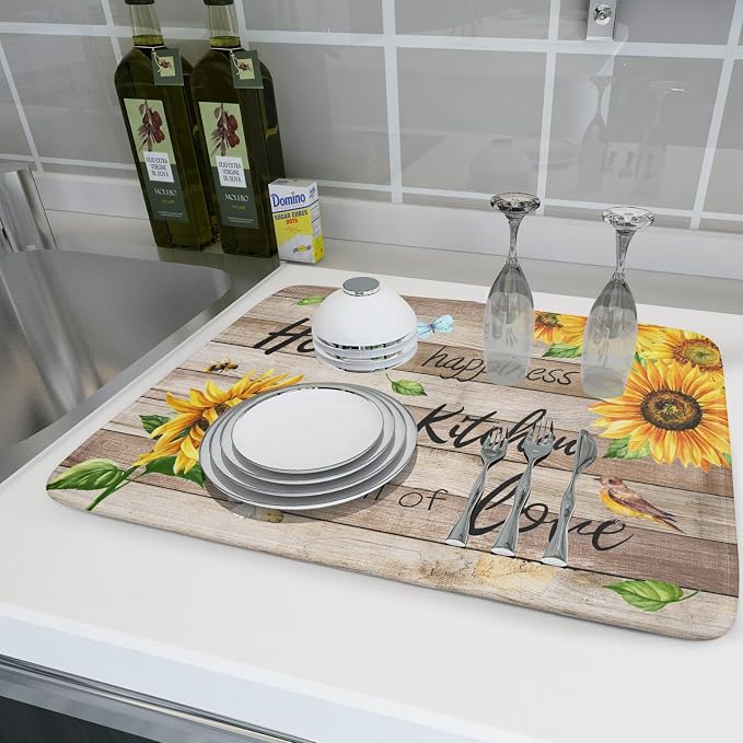 Sunflower Floral Dish Drying Mat - Image 6