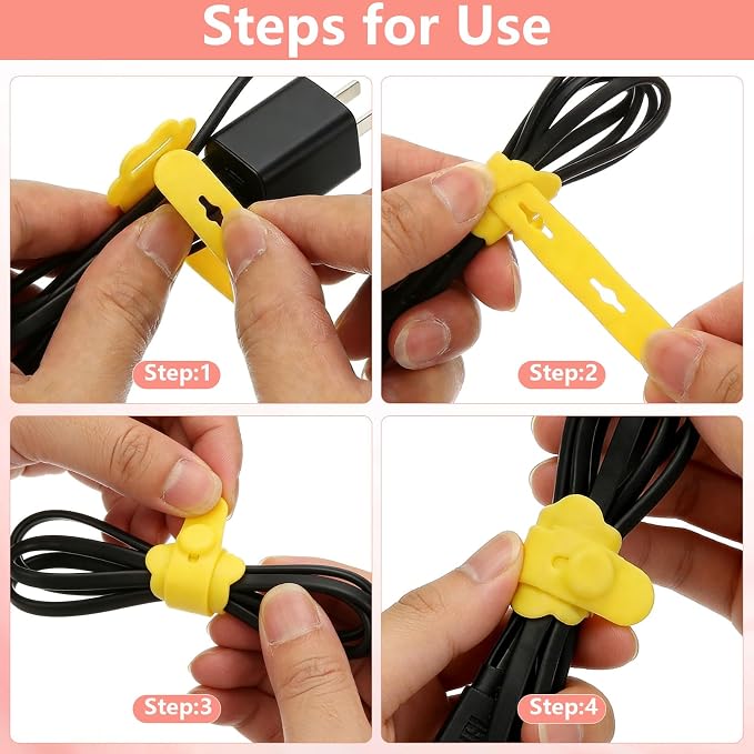 75 Pcs Silicone Cable Ties, Reusable Cable Straps Wire Organizer. | Cable - Image 5
