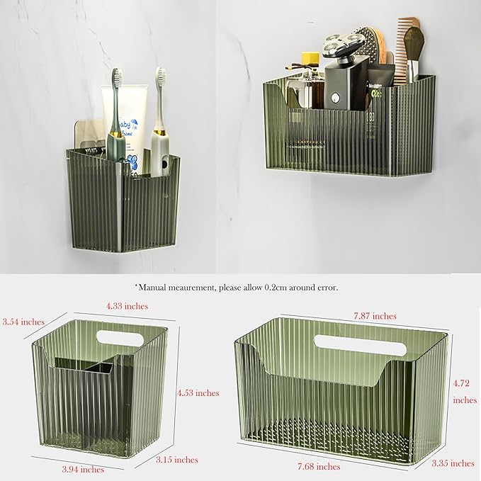 Lae Nuvole 2Pcs Storage Organizer Bins, Wall Mount Toothbrush Holder - Image 7