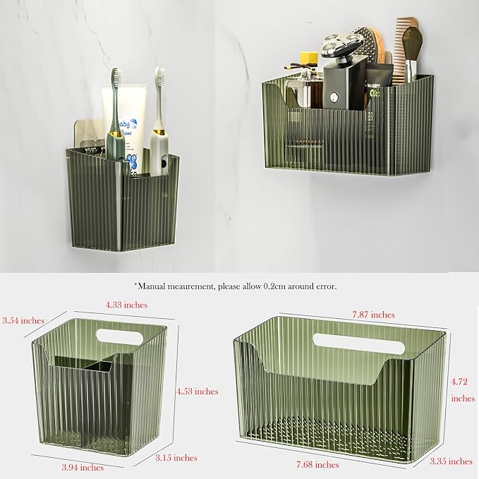 Lae Nuvole 2Pcs Storage Organizer Bins, Wall Shower Toothbrush Caddy - Image 7