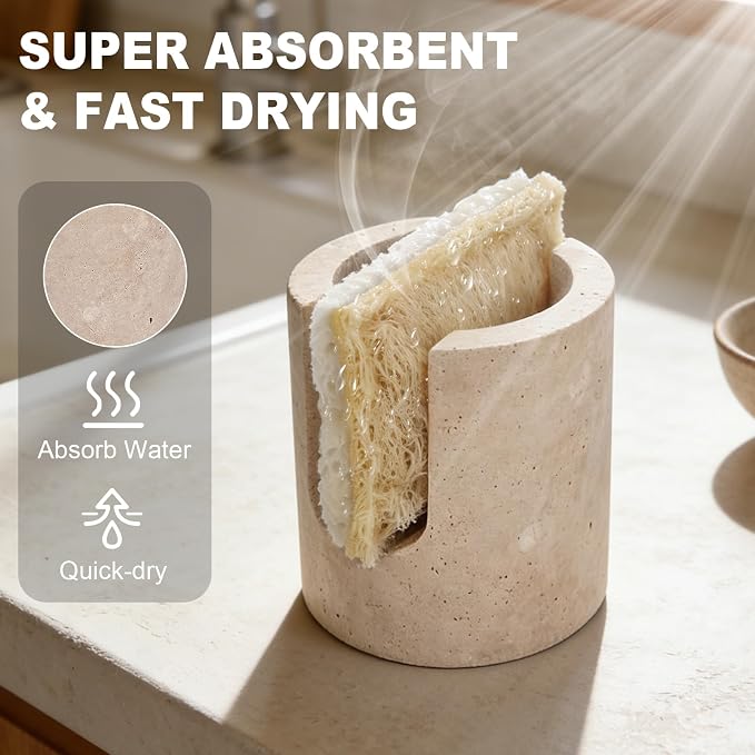 Natural Travertine Sponge Holder - Image 2