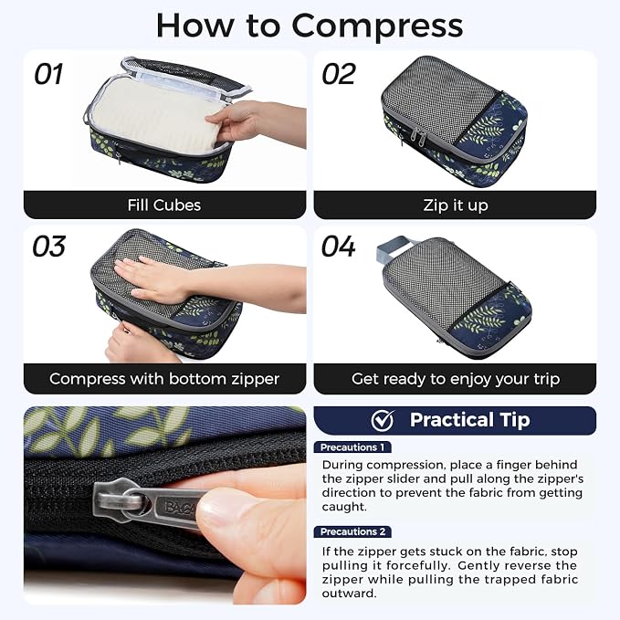 BAGAIL 4 Set/6 Set/8 Set Compression Packing Cubes Travel Accessories - Image 5