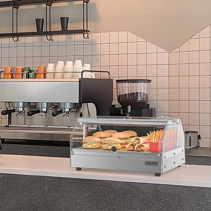 Bonnlo Commercial Food Warmer Display Pizza Warmer, Electric Countertop Food Warmer with LED Acrylic Door Removable Shelves Temp Control, Food Display Warmer for Buffet Restaurant, 120V 300W (1-Tier)