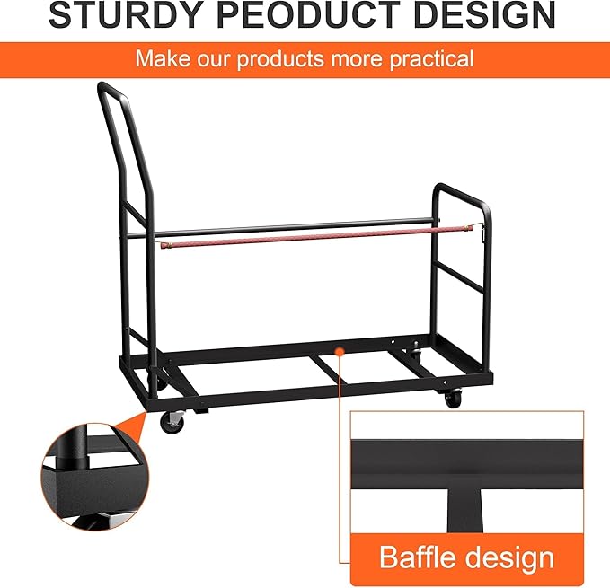 Folding Chair Cart with Wheels Heavy Duty 300 LBS Capacity, Rolling Chair Dolly for 25 Chairs w/Dual Handles & Anti-Fall Design, Commercial Cart for Events, Church, Conference, Weddings