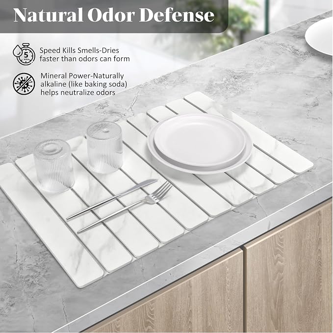 Large Stone Dish Drying Mat for Kitchen Counter, Fast Drying Collapsible Dish - Image 5
