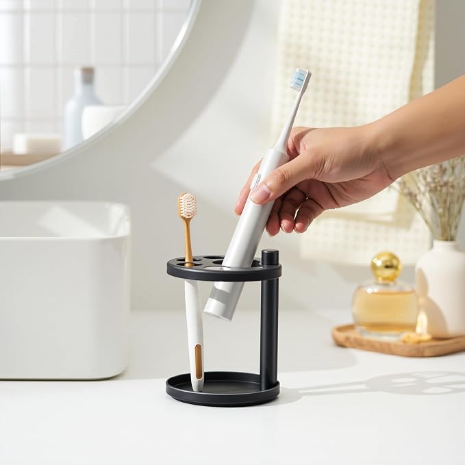 Metal Toothbrush Holder Stand for Bathroom: Stainless Steel Ventilated Organizer - Image 7