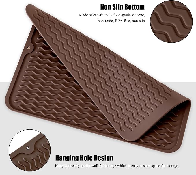 Silicone Dish Drying Mat, Non-Slip Easy Clean Sink Mat, Large Heat-resistant - Image 4