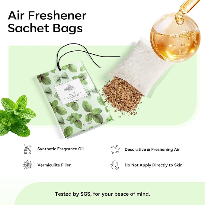 MYARO 20Pcs Peppermint Scented Sachets, Closet Deodorizer Car Air Freshener - Image 9