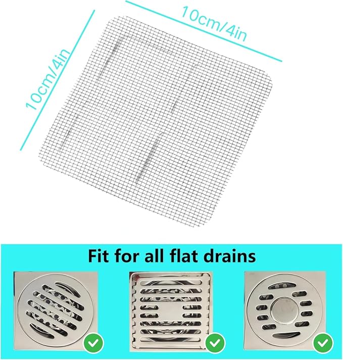 Disposable Hair Catcher for Shower Drain, 30 Packs | Square Mesh Stickers - Image 3