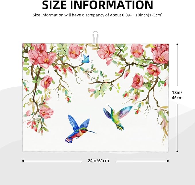 Hummingbird Butterfly Magnolia Dish Drying Mat - Image 2