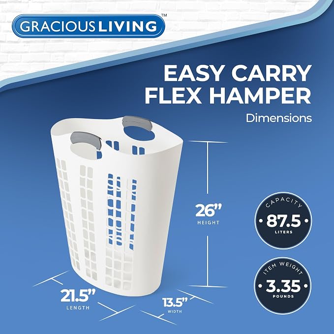Gracious Living Laundry Basket, Easy Carry Flex Collapsible Hamper - Image 2