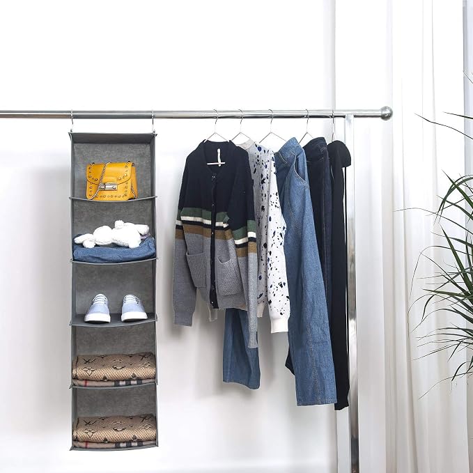 5 Shelves Hanging Closet Organizer, 2 Pack Hanging Storage - Image 6