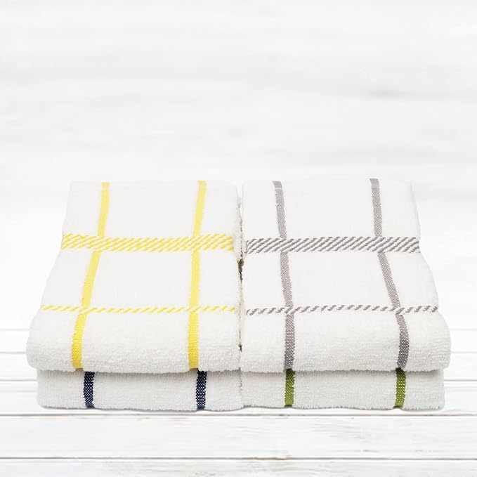 100% Cotton Terry Dish Towels, 4 Pack Checks, 16 x26 Inches, Super Soft and - Image 5