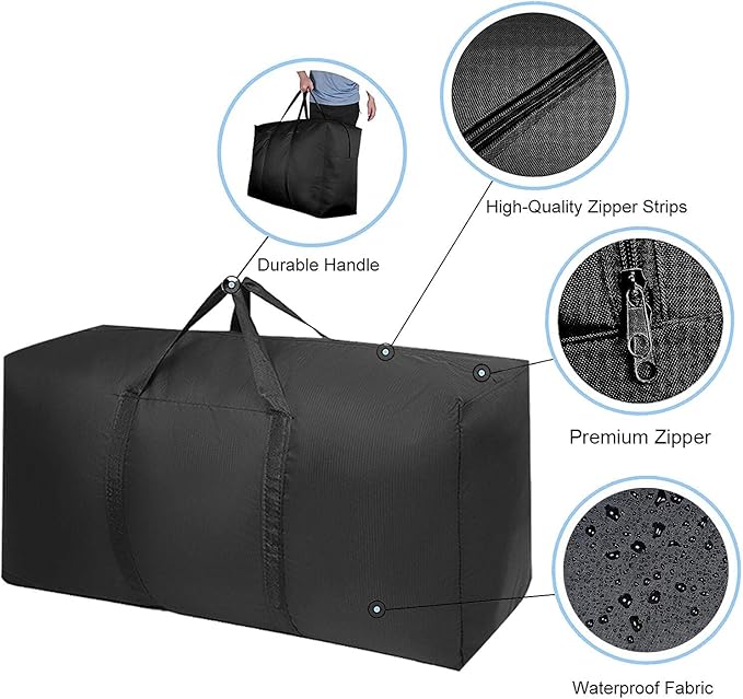 Extra Large Moving Bags with Strong Zippers & Carrying Handles, Storage Bags - Image 3