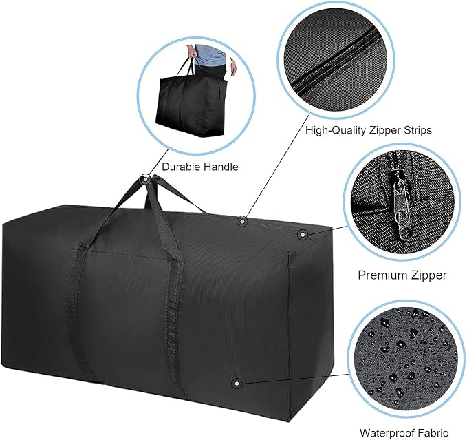 Extra Large Moving Bags with Strong Zippers & Carrying Handles, Storage Bags - Image 3