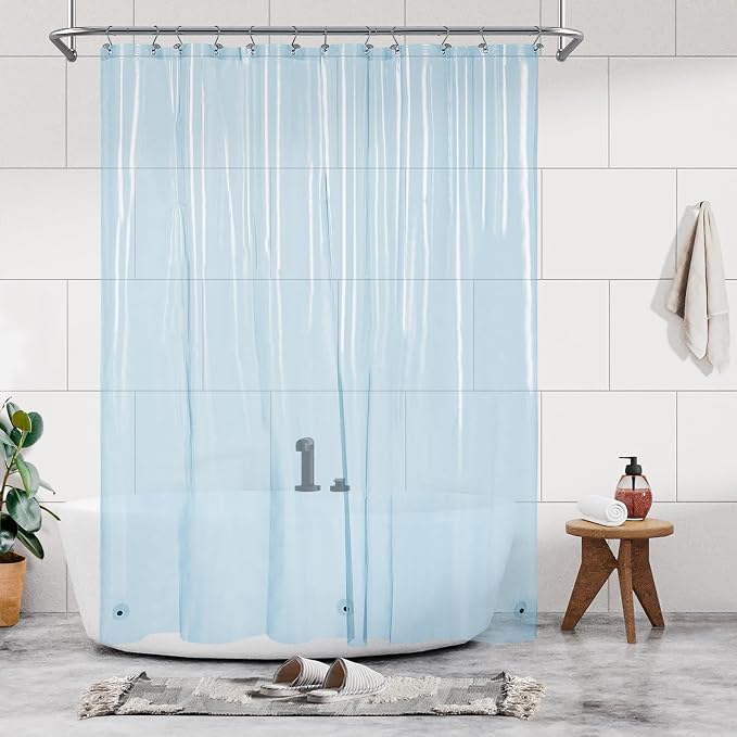 Barossa Design Clear Light Blue Shower Curtain Liner Standard Size by BarossaDesign