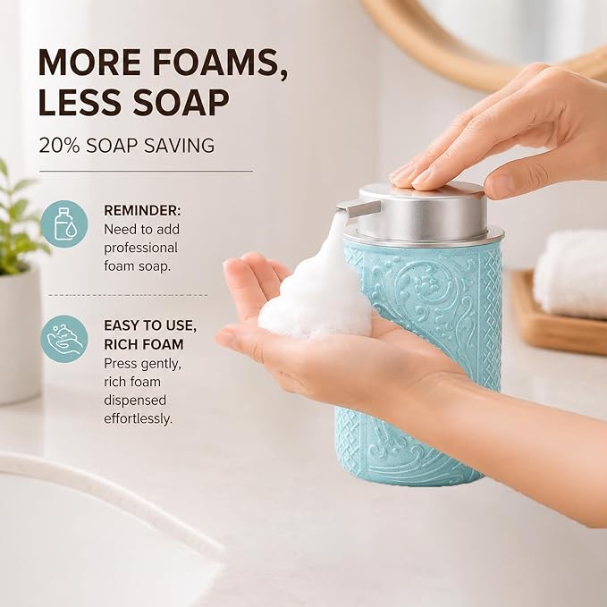 12OZ/350ML Ceramic Foaming Soap Dispenser Empty Hand Soap Dispenser Refillable - Image 6
