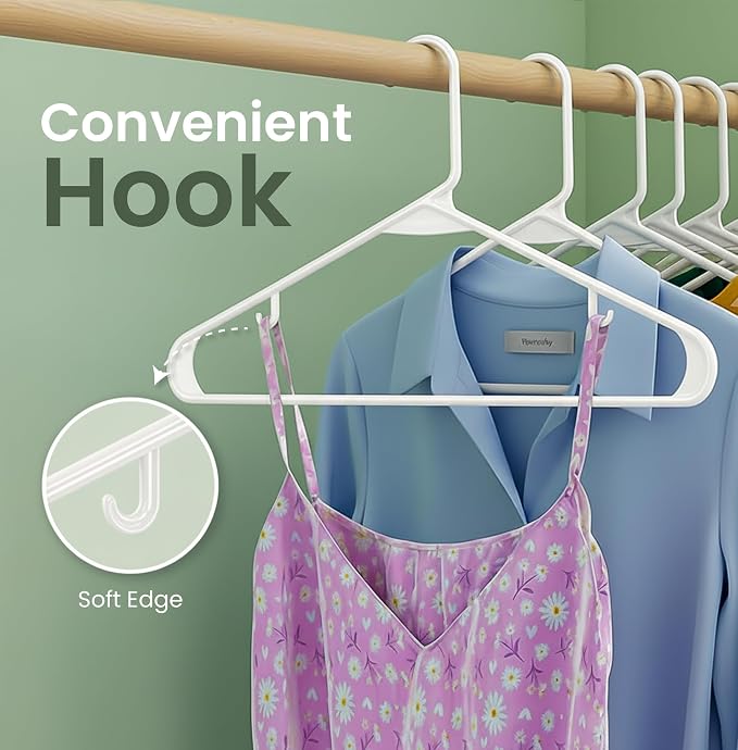Utopia Home Plastic Hangers 20 Pack – Built-in Strap Hooks White | Space saving - Image 5
