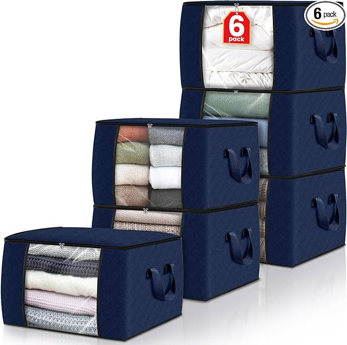 6 Pack Storage Bags for Clothes Blanket Storage Bins by Fabtotes