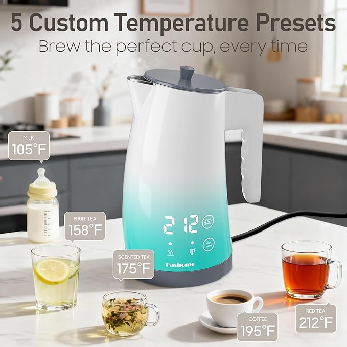 Electric Kettle with Temperature Control, 5 Preset Temps, 2H Keep Warm -1200W Quiet Water Boiler,Electric Tea Kettle with BPA-Free, Digital Cool-Touch, Rotating Base for Home,Office(Blue Gradient)