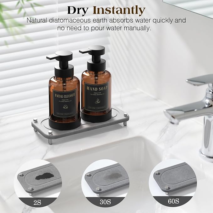 Luxspire 15oz Glass Foaming Soap Dispenser Set, Amber + Dark Gray, 2 Pack | - Image 6