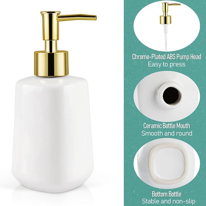 14OZ Dish Soap Dispenser, Hand Soap Dispenser Ceramic Bottle | Pump Dispenser - Image 3