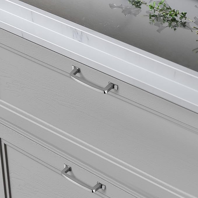 KHTumeware 2 Pack 6-1/4 Inch Cabinet Pulls & Drawer Pulls - Polished Chrome Cabinet Hardware